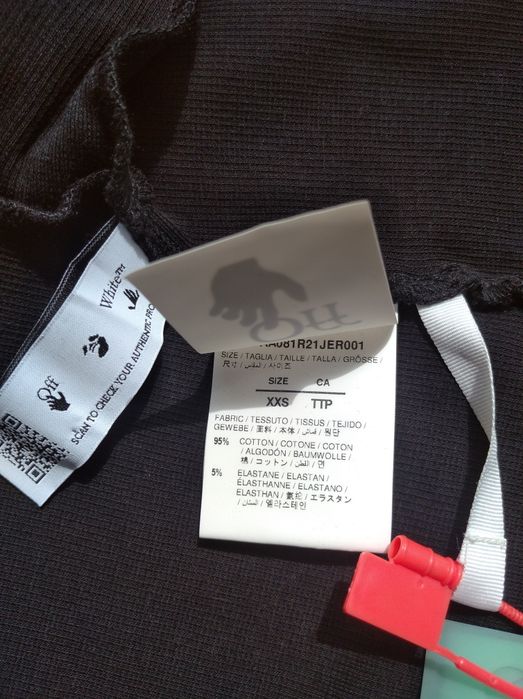 Нова чорна вкорочена футболка Off-White XXS оригінал бавовняний топ в рубчик
