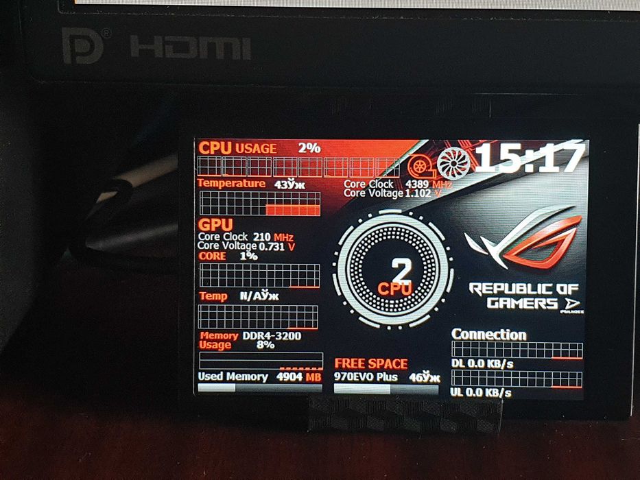 Дополнительный экран (монитор дисплей) 3,5", приборная панель Aida64