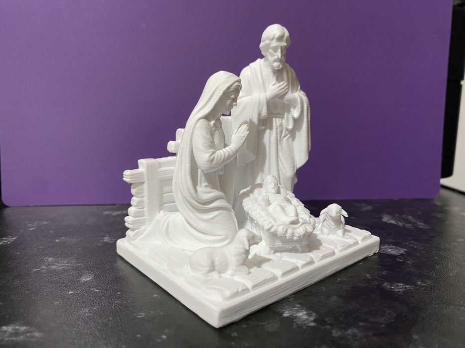 Presépio Sagrada Família branco com ovelhas — impressão 3D