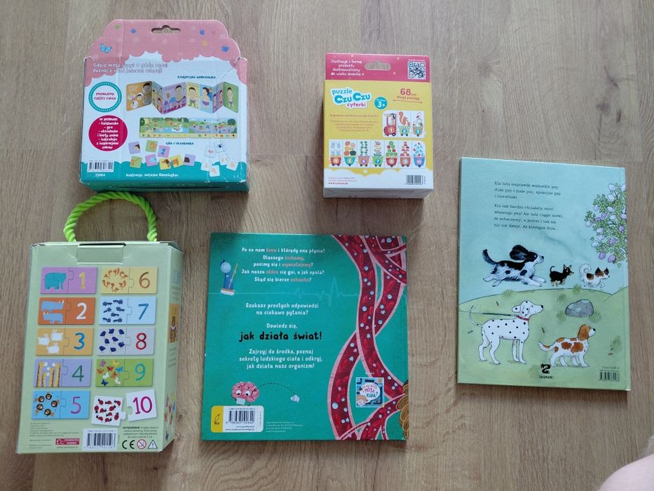 Zestaw książek edukacyjnych i puzzli dla dzieci – CzuCzu, liczby, ciało