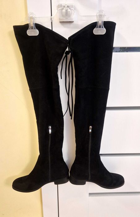 Czarne długie kozaki zamszowe 39