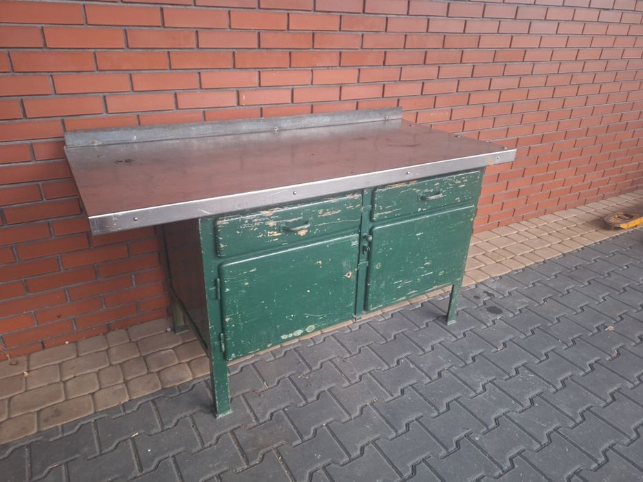 Stół warsztatowy narzędziowy ślusarski falbanek nierdzewny blat