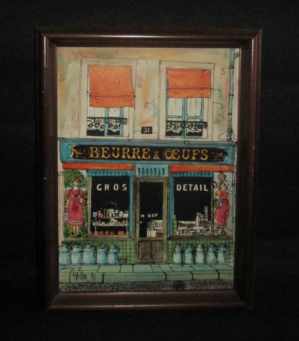 Quadro Original Óleo sobre Tela Bathe Ruas de Paris Beurre & Oeufs