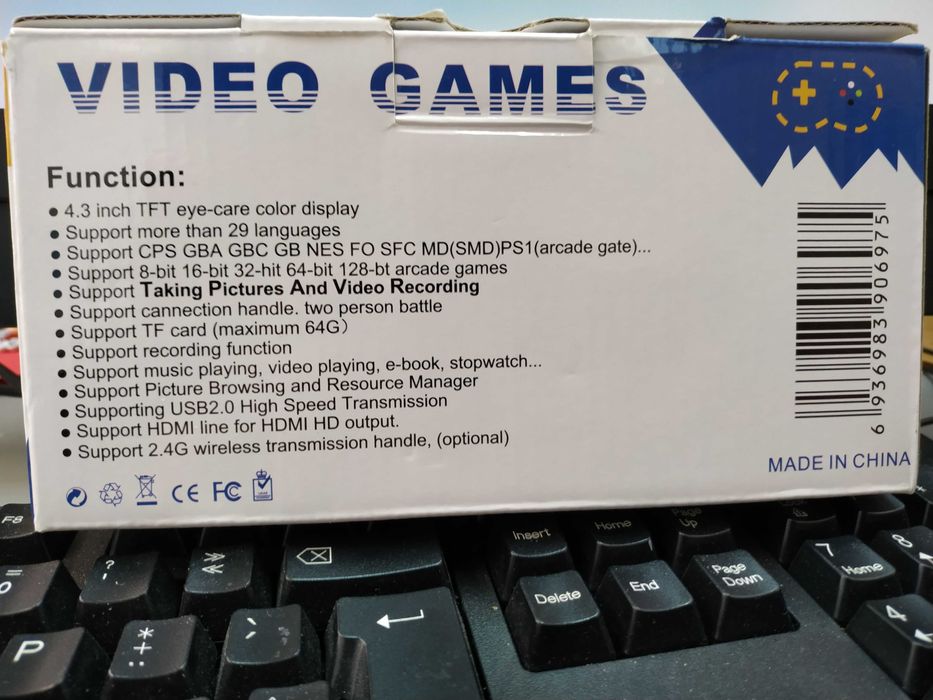 Consola Retro 4.3" HDMI + PS1/GBA + Cartão de memória 32Gb
