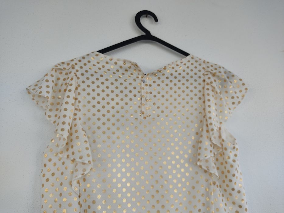 Vestido branco com bolinhas douradas, Massimo Dutti