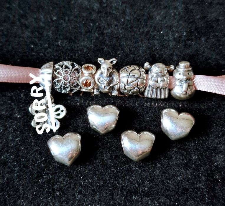 Contas Pandora Coração Canguru Anjo Boneco de Neve Flor Corações