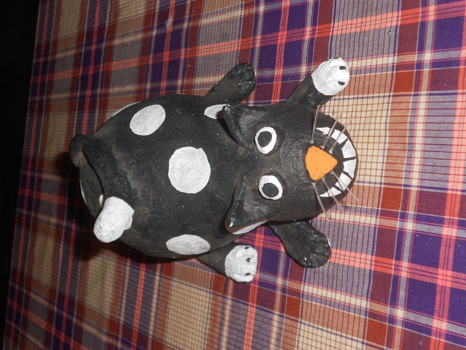 Gato decorativo artesanal original pasta papel