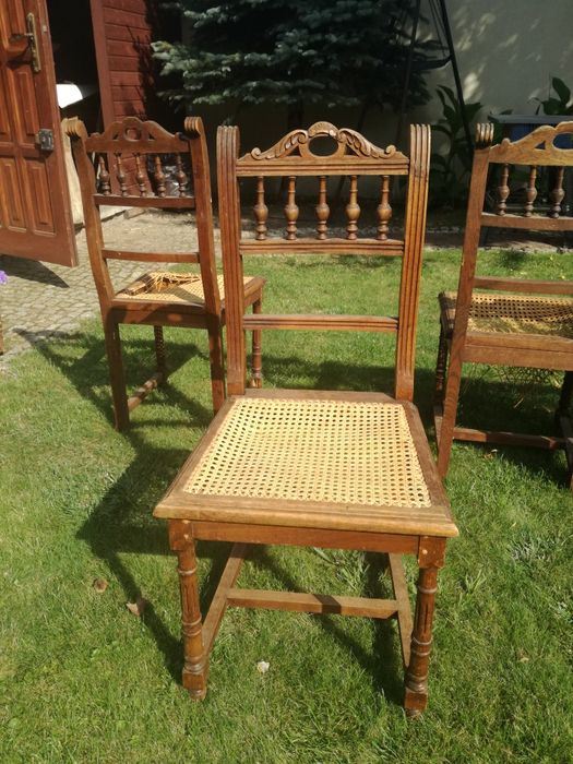 Stare, antyczne krzesła dębowe.
