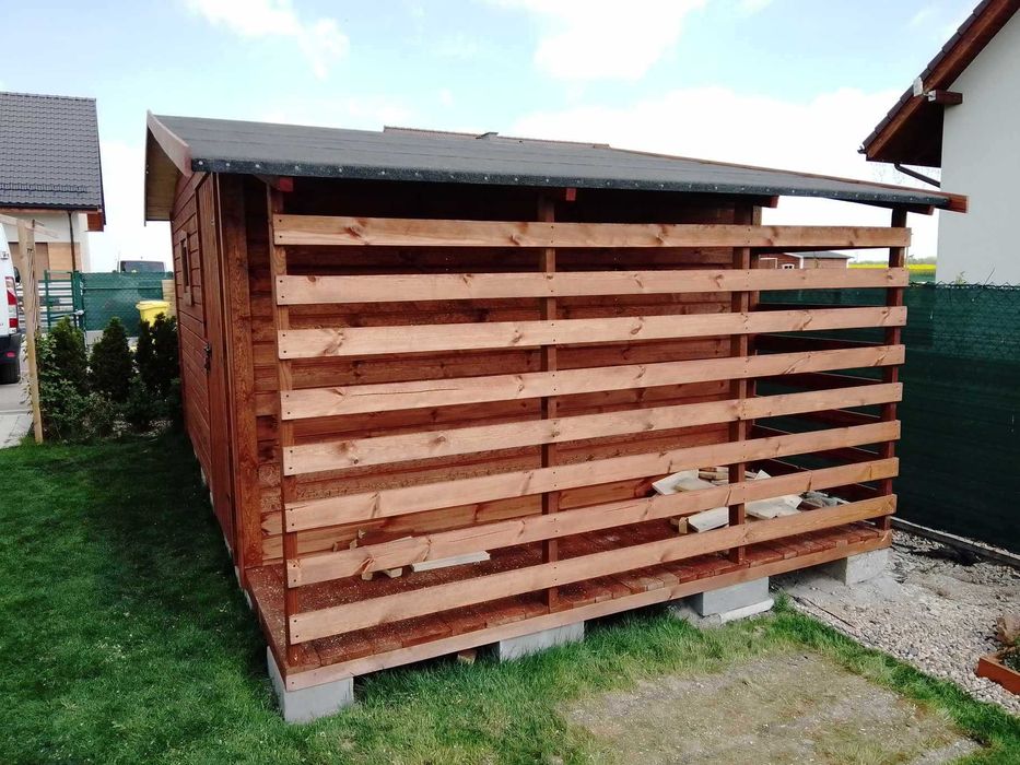 Domek narzedziowy 4x3 z drewutnia 0.6m, Domek ogrodowy montaż gratis!!