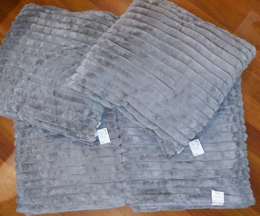 Плед 150×200+ подушка 60×60/ килим штучний кролик 120×60 СІРИЙ