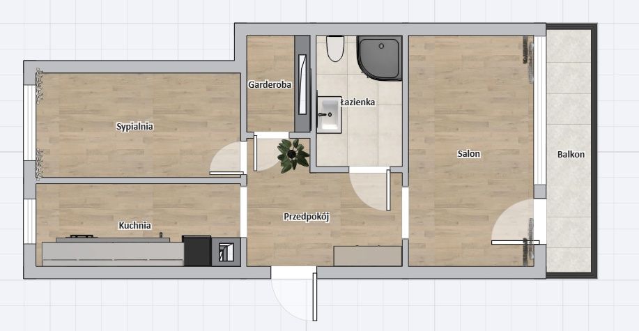 Malbork. Mieszkanie 2 pokojowe z garderobą. 47,5m2. Po generalnym remoncie.