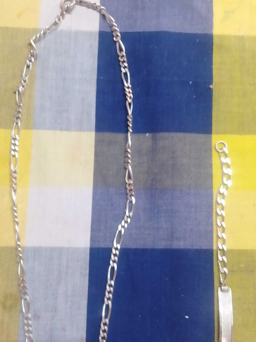 Conjunto de fio e pulseira em prata de lei