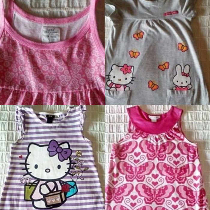 VERÃO vestidos Hello Kitty/ Flores/Borboletas algodão 6-8 Anos