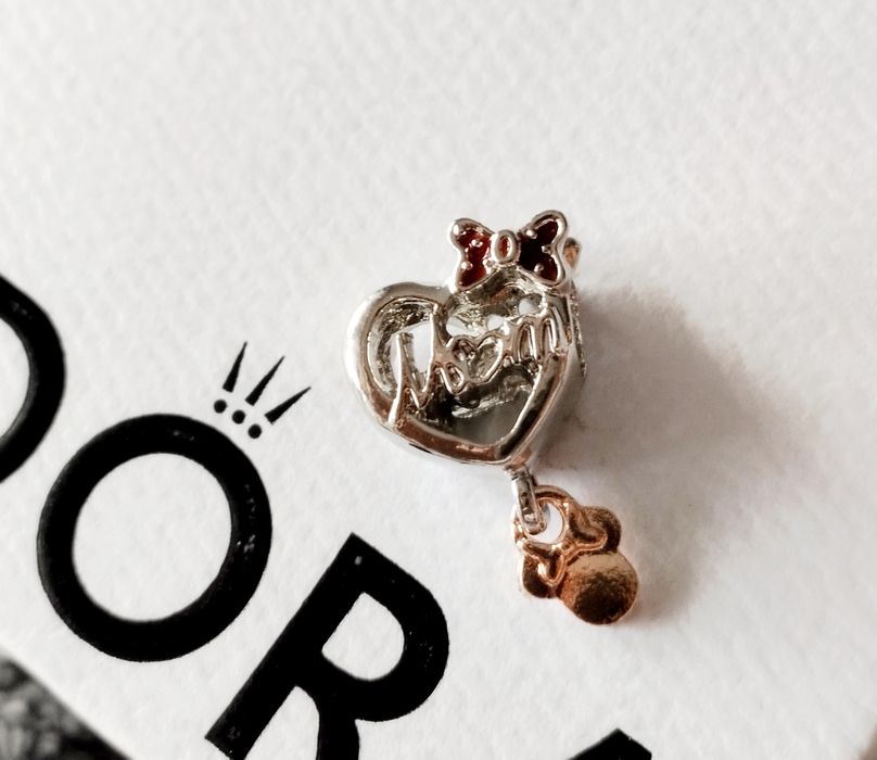 Charms mama serce kokardka z zawieszką Miki do bransoletki Pandora now