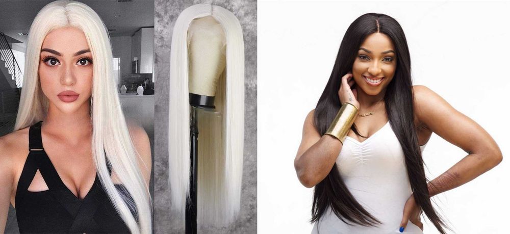 Парик длинный прямые волосы без челки блонд черный каштановый перука