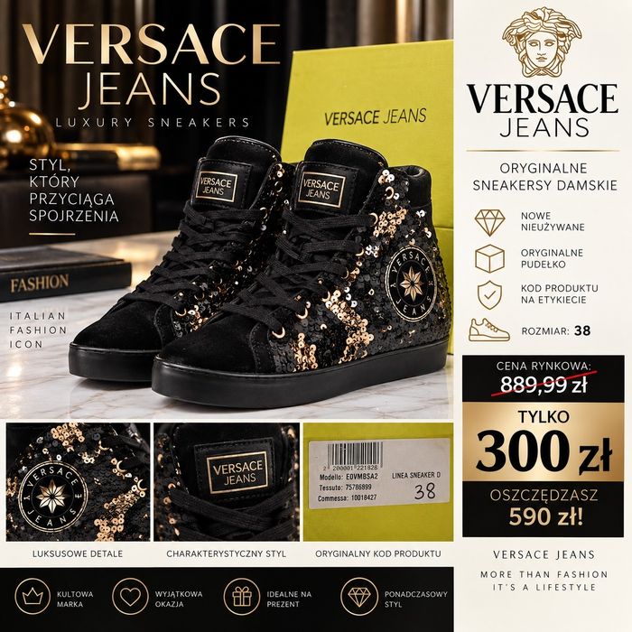 Versace orginalne Snikersy, 38