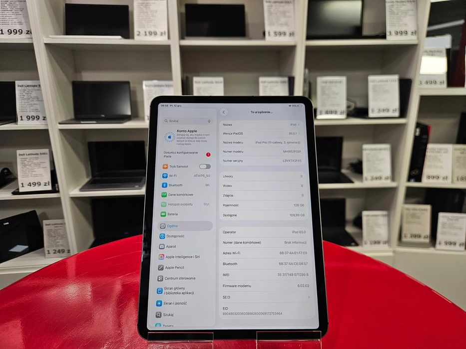 Jak Nowy Tablet Apple iPad Pro 11,3" Gen 3 M1 128GB WiFi SIM Faktura