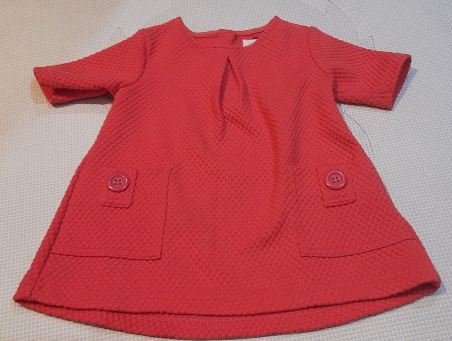 Retro vintage sukienka Next 6-9miesiecy 74 koralowa na sesję