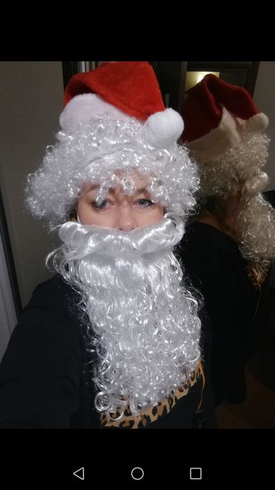 Efektowny strój przebranie Świętego Mikołaja Peruka Broda Czapka