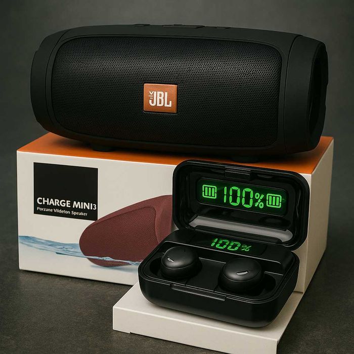 Портативна колонка Bluetooth + Подарок беспроводные сенсорные наушники