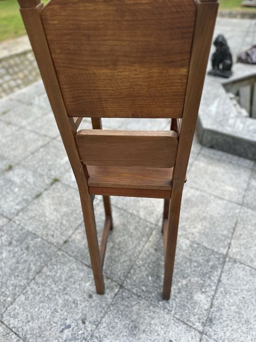 Krzeselko do karmienia dziecka drewniane dąb recznie wykonane