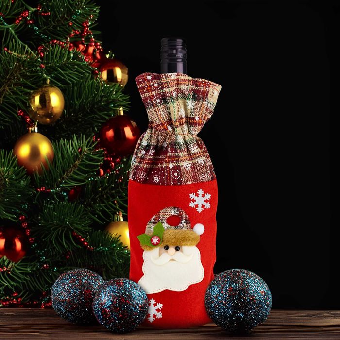 ŚWIĄTECZNY POKROWIEC Na Butelkę ETUI Wino Dekoracja Mikołaj 3 sztuki