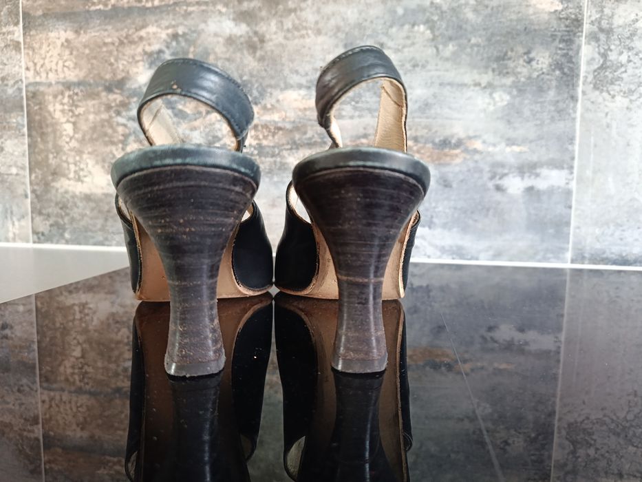 Buty damskie skórzane granatowe 38