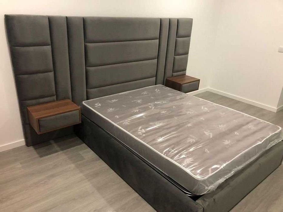 Cama Estofada ELEVATORIA + 2 Mesas Cabeceira - FABRICA