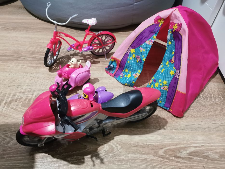 Barbie namiot rower motor lalki