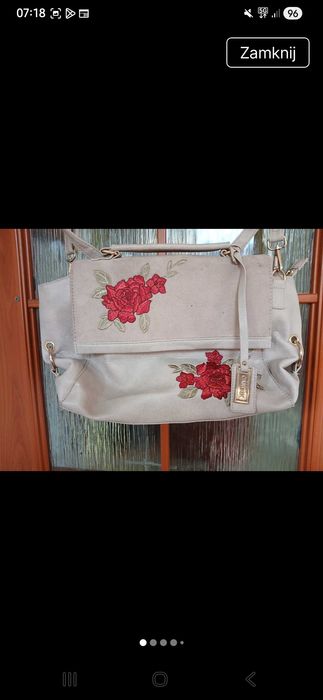 Beżowa torebka hafty