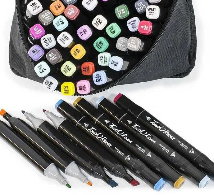 Набор двусторонних скетч маркеров 168штук Touch Raven в чехле есть опт