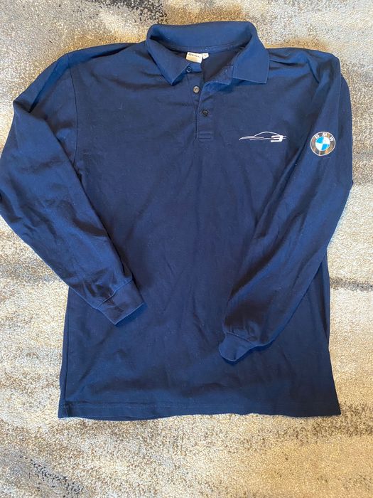 Bluza z kołnierzem BMW 3 Oryginał stan idealny rozm L XL Granat Unikat