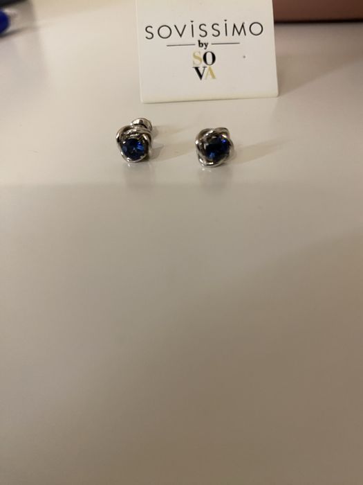 Пусети Sova, біле золото + сапфіри