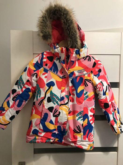 Komplet narciarski dla dziewczynki 128 lemon założony 5 razy