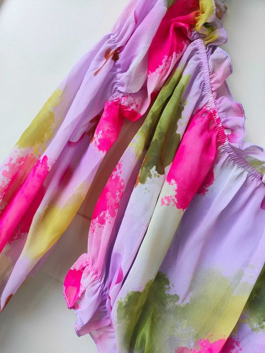 Komplet spódniczka + bluzka hiszpanka falbany boho lila S M L