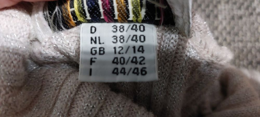 Golf sweter roz 40 różowy z srebrną nitką