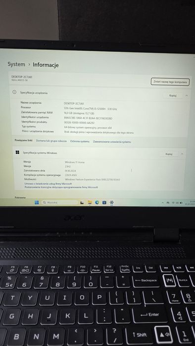 Laptop gamingowy Acer Nitro 5 rtx3060 i5 12gen
