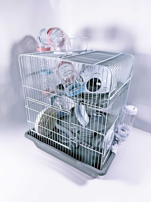 Клетка для хомяков трехэтажная M012B,серая ,41х36х27см.Круто подарок!