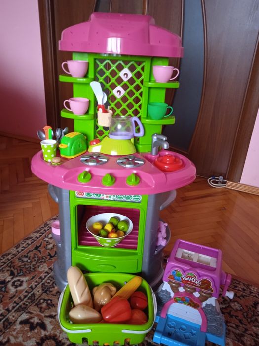 Дитяча кухня з овочами,фруктами+посуд і машинка для виготовл.печева