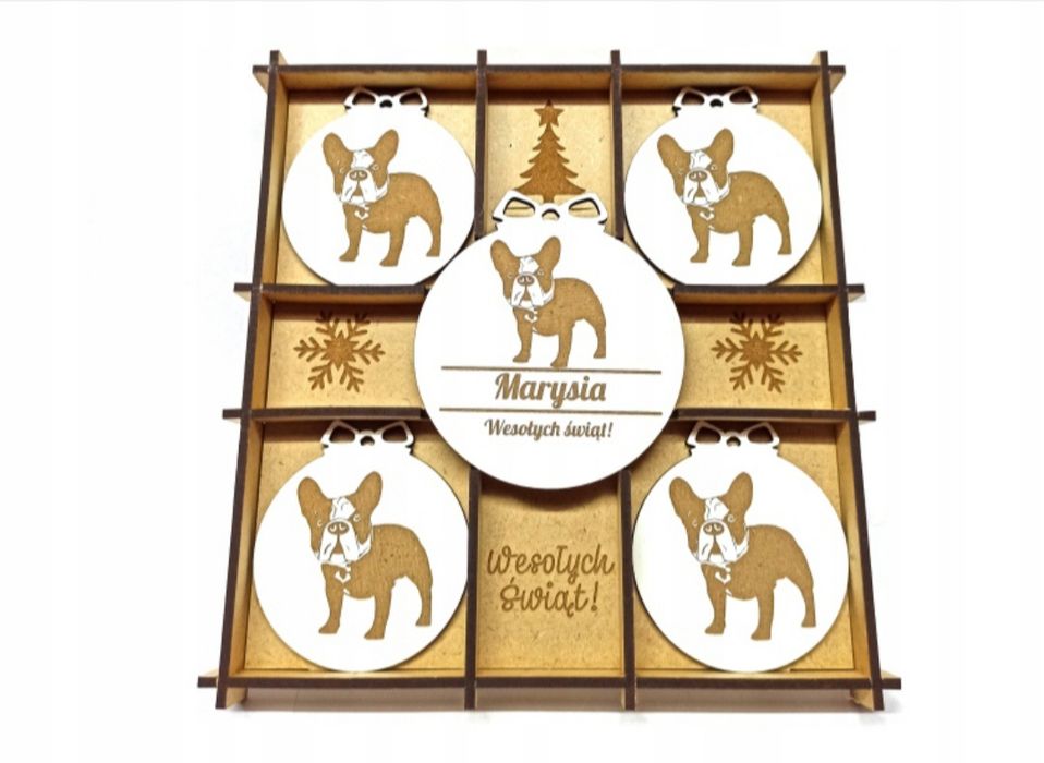 BULDOG FRANCUSKI BOMBKI bombki grawerowane dla miłośnika psów NOWE