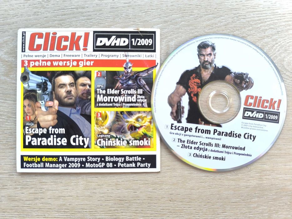 The Elder Scrolls III Morrowind Złota Edycja + Chińskie Smoki + Escape from Paradise City [PC] (POLSKA WERSJA) (CLICK! 01/2009)
