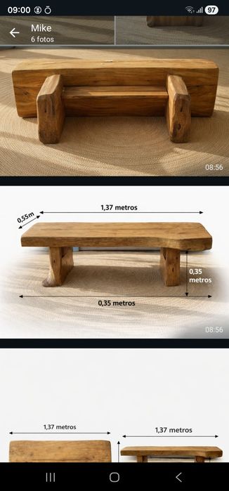 Mesa rústica em madeira maciça – peça única