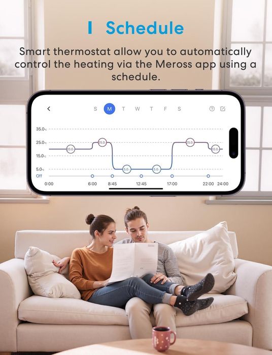 Termostato Inteligente Chão Radiante Meross HomeKit WiFi Branco