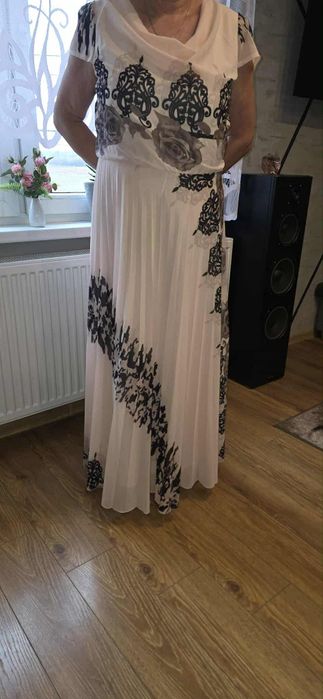 Sukienka damska maxi pudrowy róż rozmiar 50 na wesele