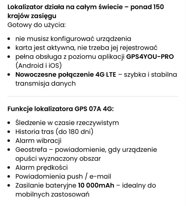 Gps z mikrofonem i bateria wbudowana