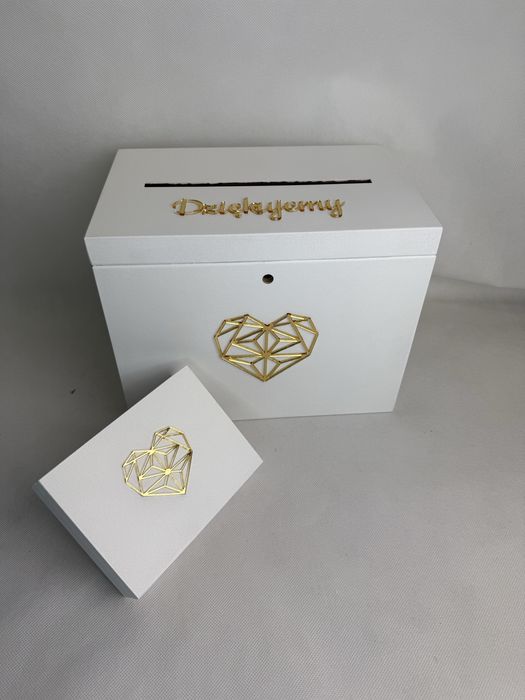 Zestaw pudełko na koperty i obrączki białe