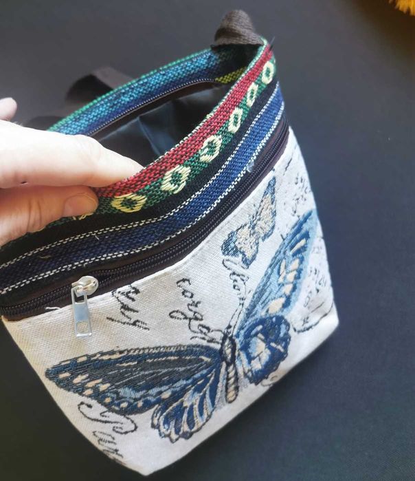 Torebka płócienna z motylem boho vintage