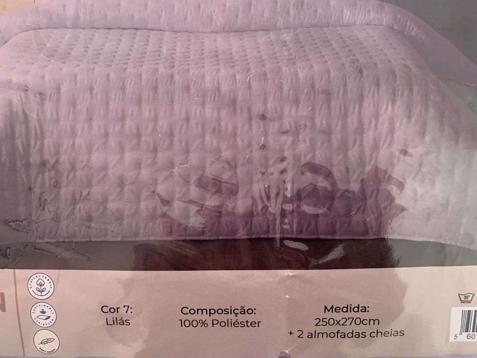 Colcha Lilás - NOVA - cama de casal 250x270 C/ 2 Almofadas Cheias