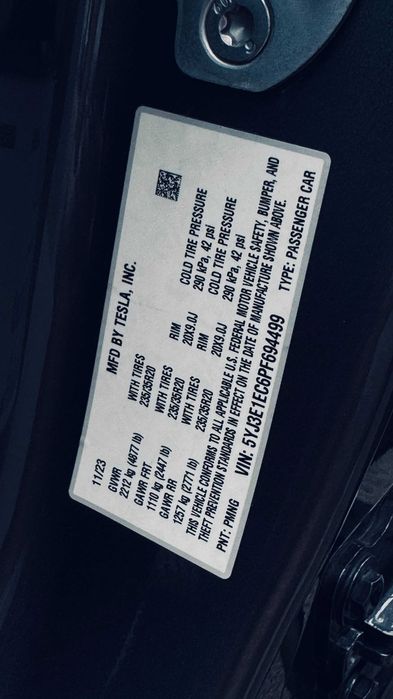 Tesla Model 3 2023 VIN 5YJ3E1EC6PF694499 фото оголошення 23 з 24