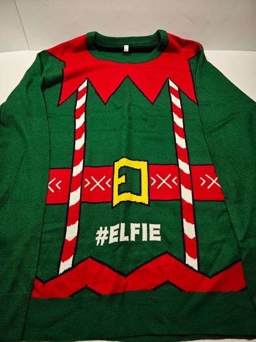 Męski Sweter Świąteczny Zielony #Elfie Rozmiar Xl